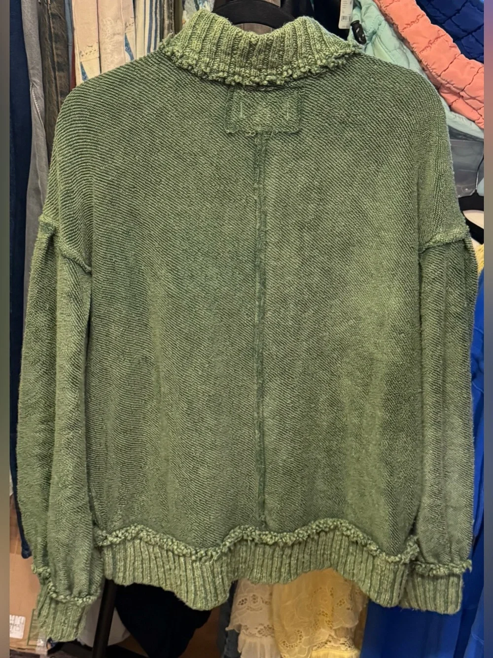 Free People Olive Green Chunky Knit Cardigan